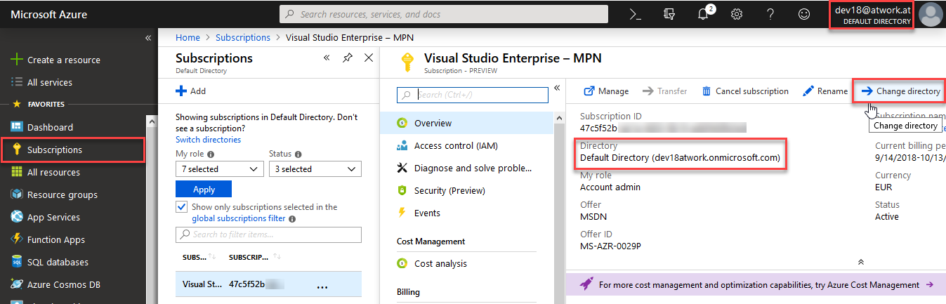  | How to associate an Azure subscription owned by a MSA to  your organization's AAD