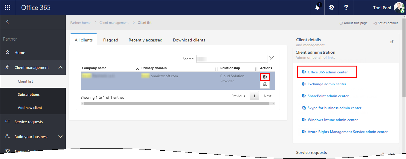 Gain access as delegated partner to another Office365 tenant with PowerShell