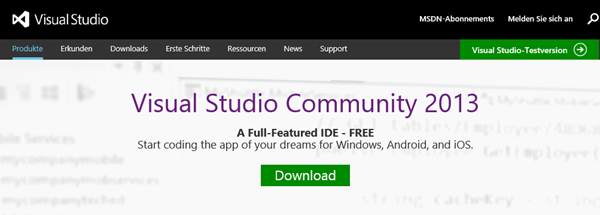  | Get the Visual Studio Community 2013 edition