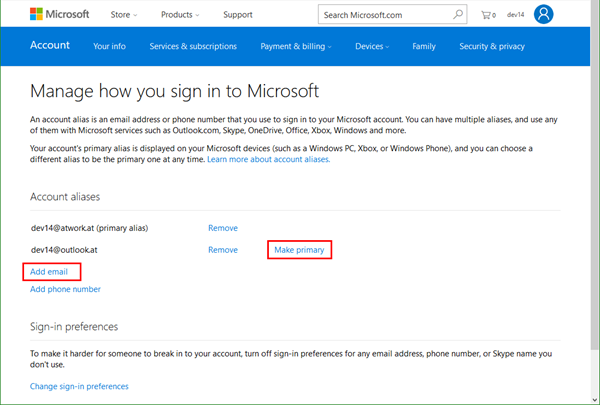 how to change the email address on my microsoft 365 account