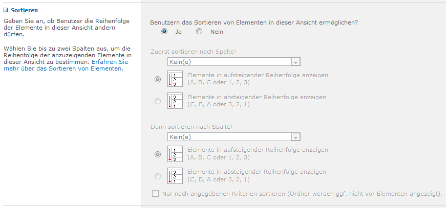 SharePoint Sort Order in Listen ändern  Ordner sortieren