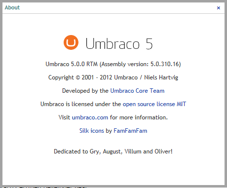 Die erste Umbraco 5 Installation Backend Vergleich 4.7 und 5.0