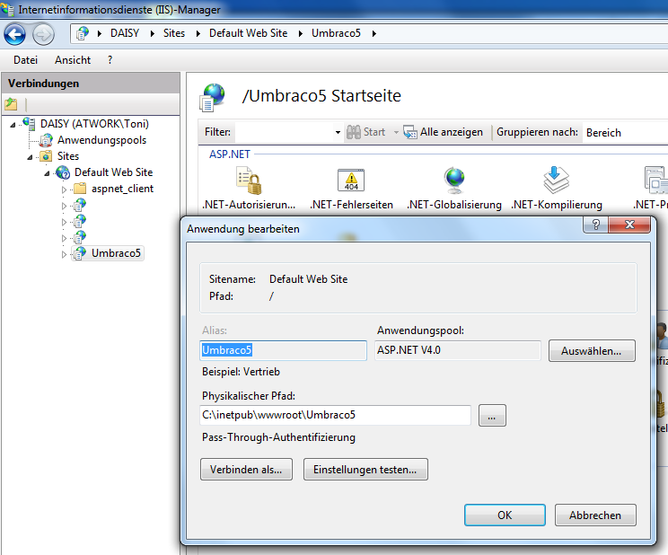 Die erste Umbraco 5 Installation Setup