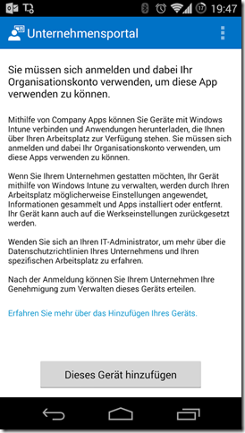 Android Unternehmensportal