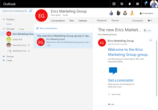 Management capabilities for Office 365 Groups