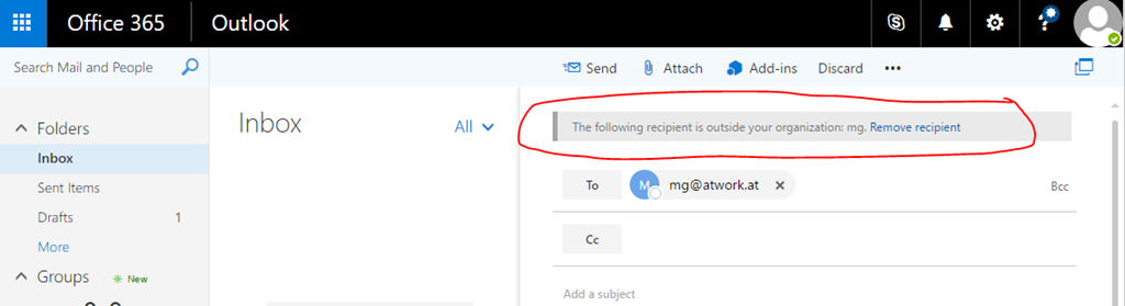 Raise user awareness with a MailTip for external recipients in Exchange Online