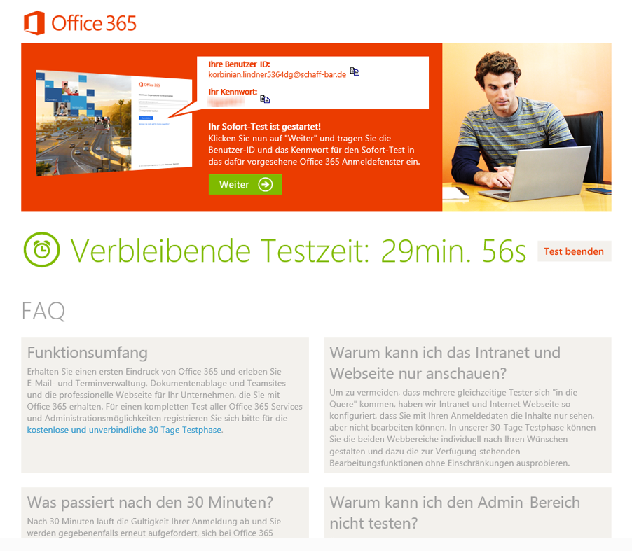 Bye bye, sofort-test.office365.de