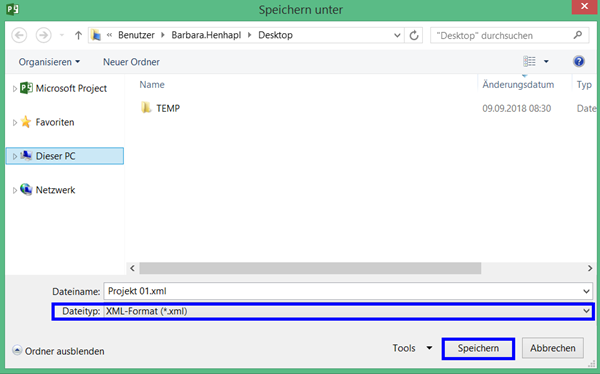 Project Project-DateiKorrektur mit XML Project File Correction with XML