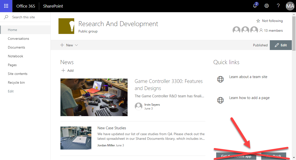 Want to remove the Feedback button from SharePoint Online?