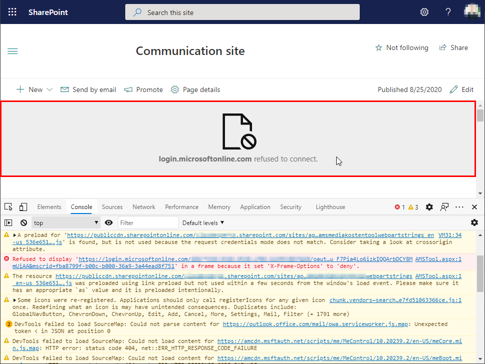 SPFx App webpart is blocked in various browsers