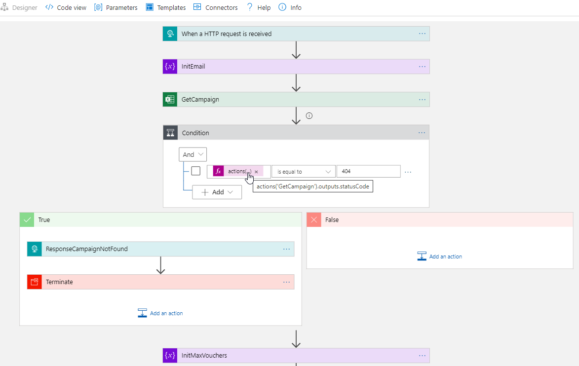 Handle failed actions in Azure Logic Apps