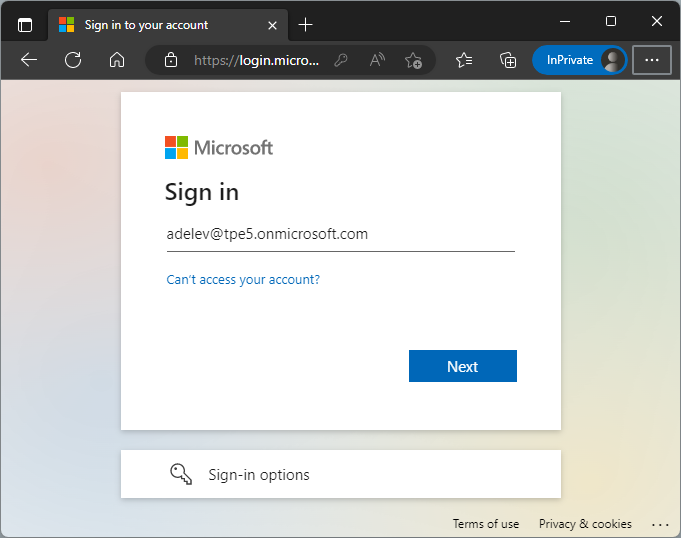Sign in to the website with a user