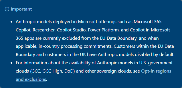 Anthropic models in Microsoft Online Services