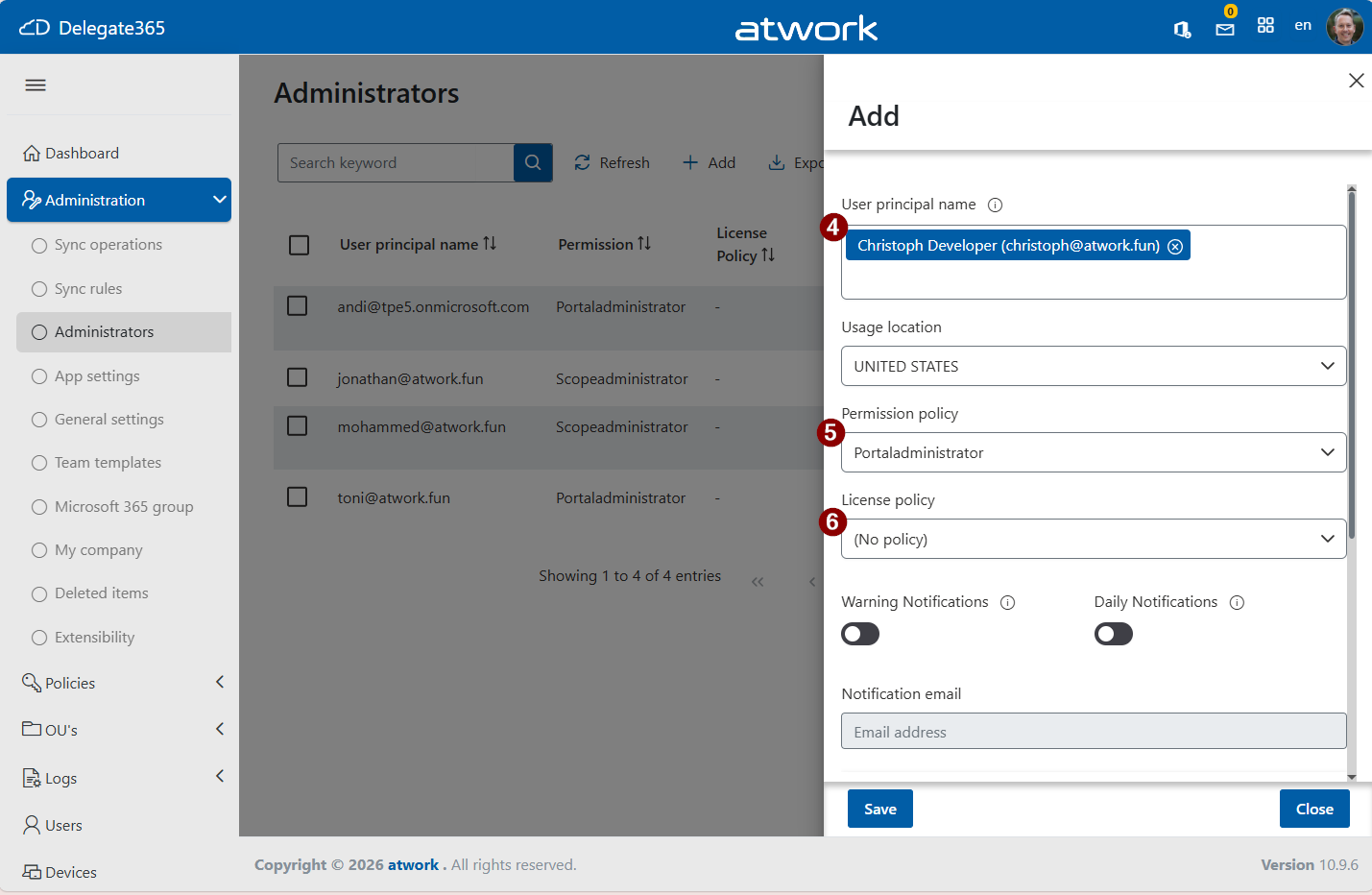 Delegate365-Add administrator