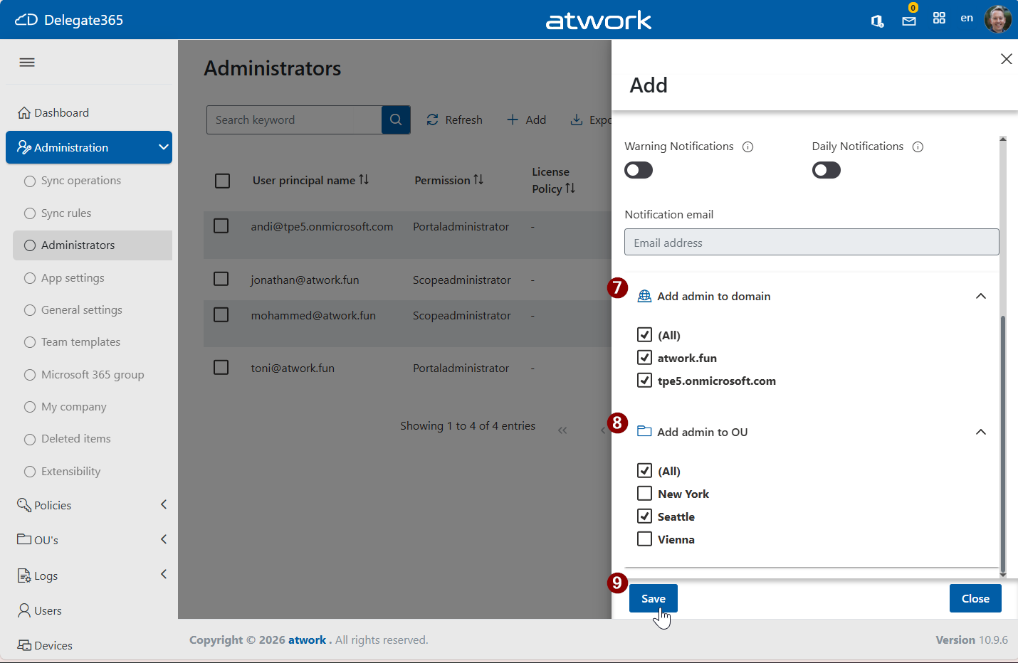 Delegate365-Add administrator