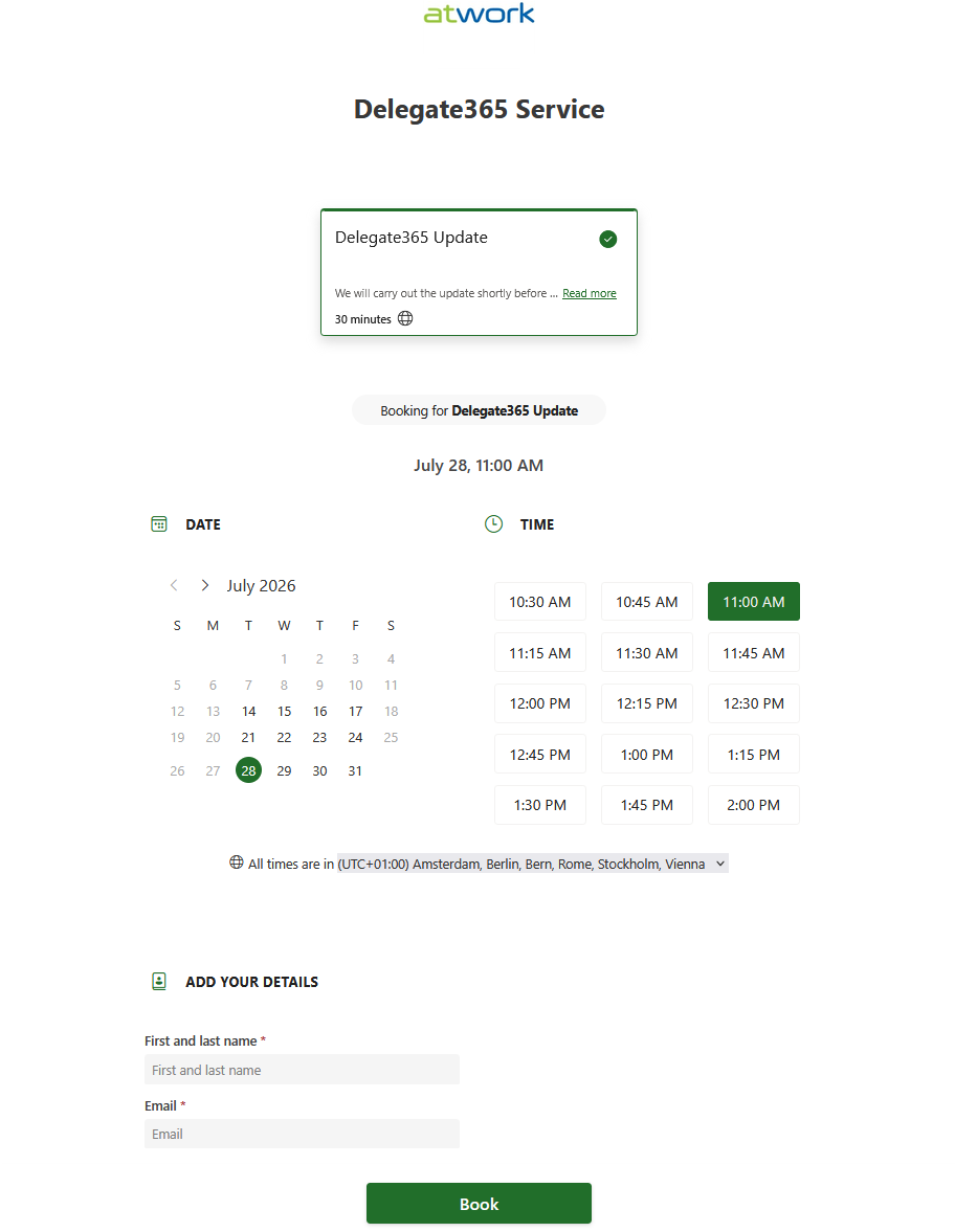 Schedule your Delegate365 update