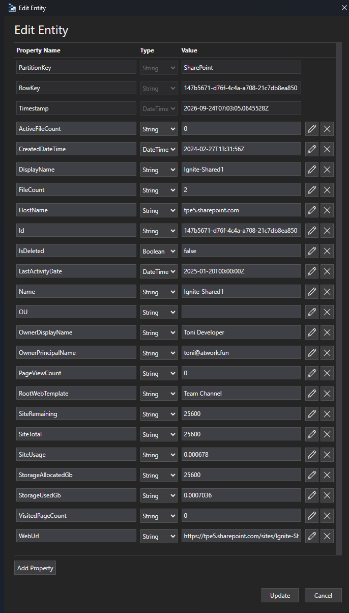 GT365 SharePoint site properties