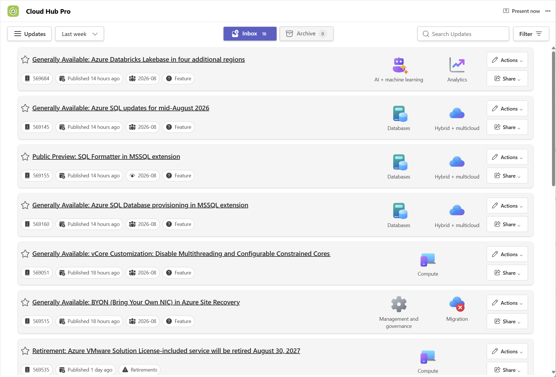 Cloud Hub Pro messages