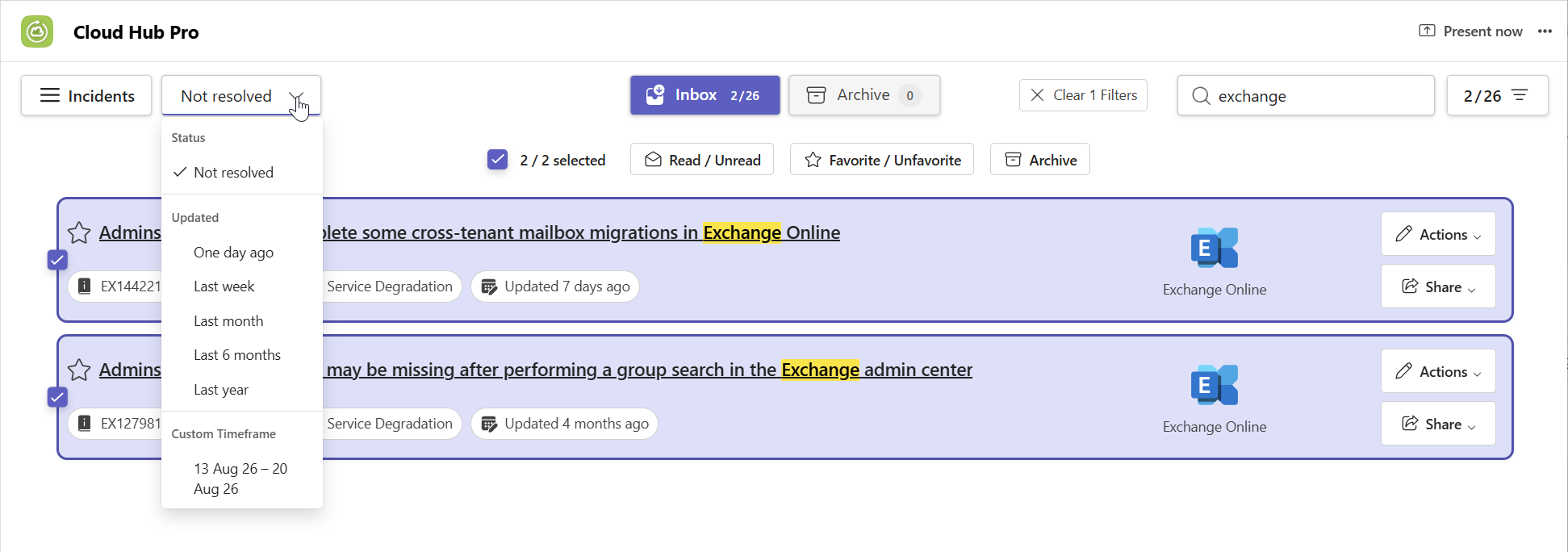 Cloud Hub Pro messages