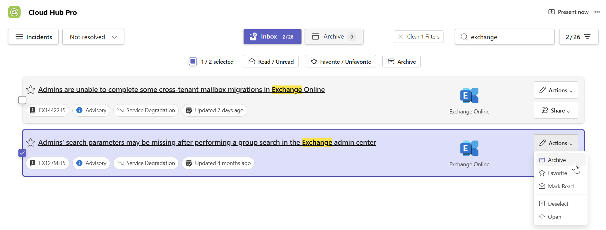 Cloud Hub Pro messages