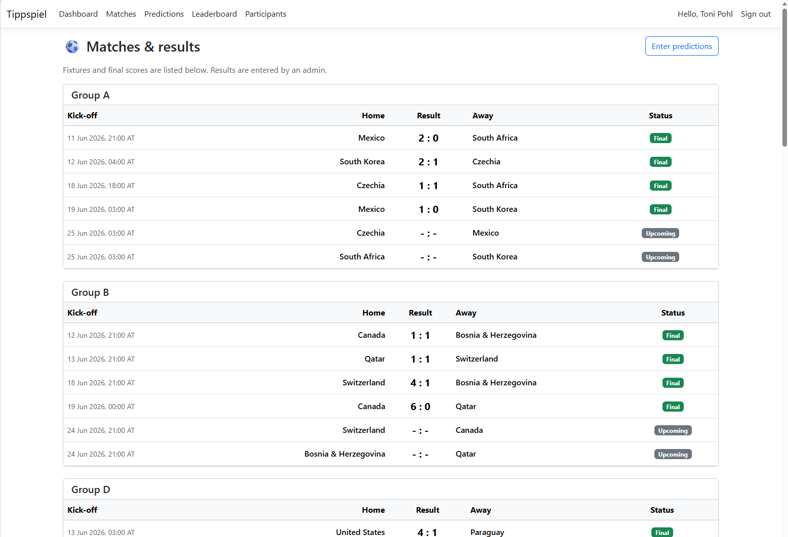 World Cup prediction webapp