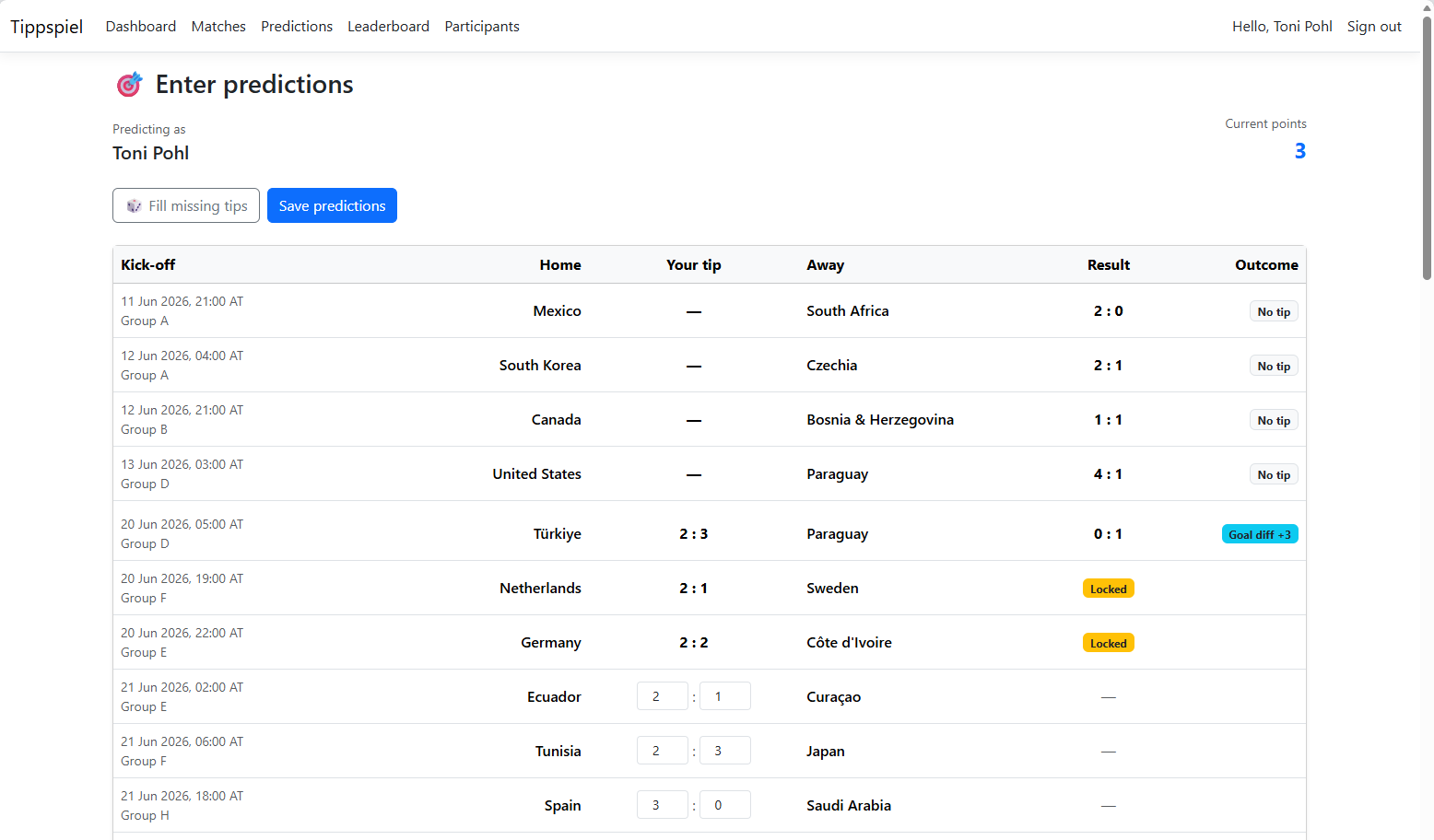 World Cup prediction webapp